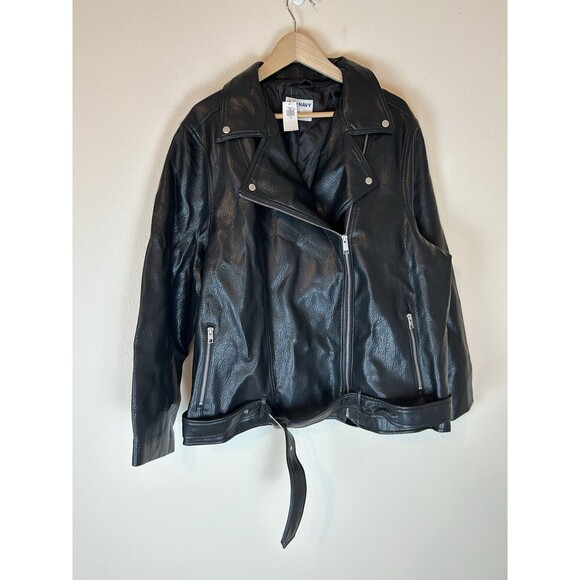 Old Navy Women's Faux Leather Motorcycle Jacket Size 3X Asymmetrical Zip Black - Picture 1 of 4